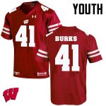 Youth Wisconsin Badgers NCAA #41 Noah Burks Red Authentic Under Armour Stitched College Football Jersey OK31E20GY